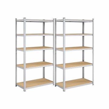 Комплект из 2 полок для хранения, 200 x 100 x 50 см, серебристый
