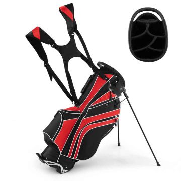 Golf Stand Bag, 6-Way, 7 Pockets, Red