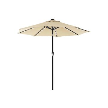 Sateenvarjo LED-aurinkokennovalolla Ø 300 cm, beige