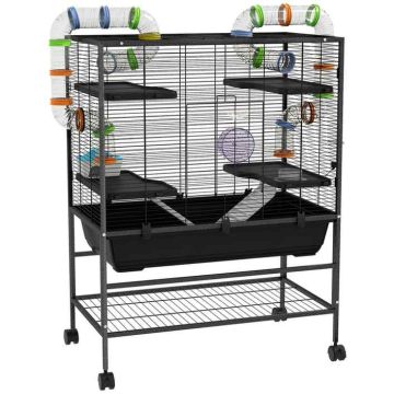 Клетка для грызунов PawHut 109x82x46 см, черная.