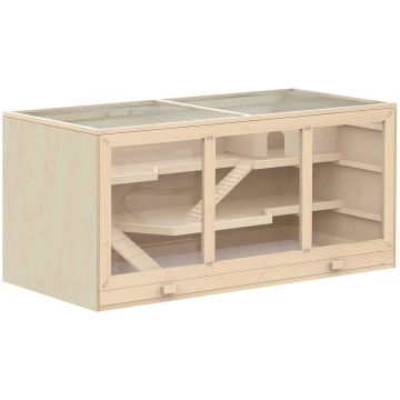 Jyrsijän häkki PawHut 115x57x55cm, vaaleanruskea