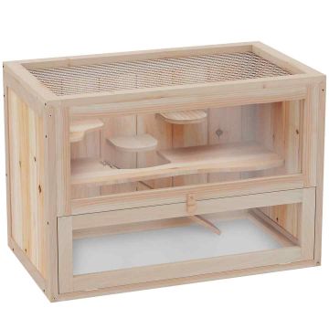 Jyrsijän häkki PawHut 60x35x42cm, vaaleanruskea