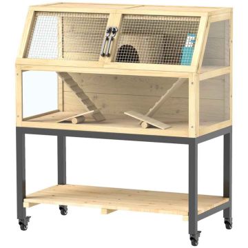 Клетка для грызунов PawHut 87x43x101см, светло-коричневого/серого цвета