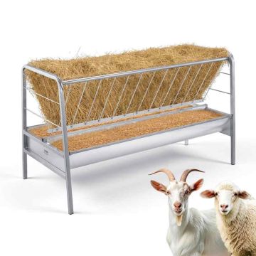 Eläinten ruokintakaukalo VEVOR T1097, 2-in-1, 300 l, Hopeanvärinen, 147 × 86,5 × 70 cm