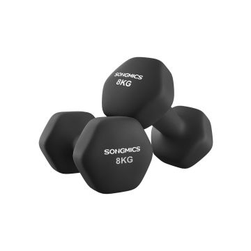 SONGMICS Dumbbells, 2 pcs., 2 × 8 kg, 25.2 × 12.5 cm