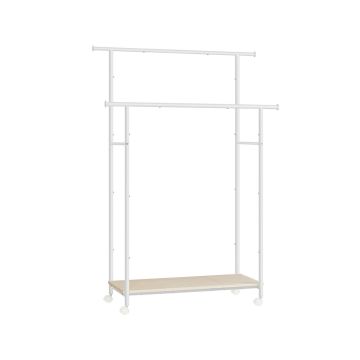 Vaateteline 39,6x98,5x156,8 cm, valkoinen/vaaleanruskea