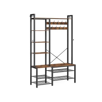 Vaateteline kenkäpenkillä 40x120x190cm, musta/ruskea
