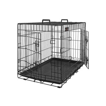 Metallinen kaksiovinen koiranhäkki 122 x 74,5 x 80,5 cm, musta