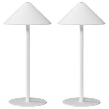 Ladattava LED-pöytävalaisin, 2 kappaleen sarja, Valkoinen, Ø15 × 31,5 cm