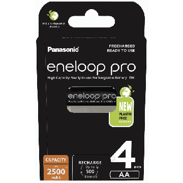 Ladattavat akut Panasonic ENELOOP Pro BK-3HCDE/4BE, 4 kpl