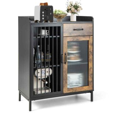 Cupboard, Drawer and compartments, Brown/black, 80 × 40 × 100 cm