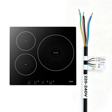 Индукционная варочная панель VEVOR SK-63IHB3T2P, 3 зоны нагрева, 59 × 5,5 × 52 см