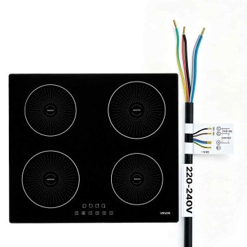 Индукционная варочная панель VEVOR SK-70IHB4T1P-S, 4 зоны нагрева, 59 × 5,5 × 52 см