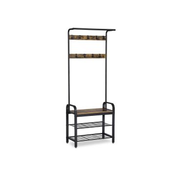 Скамейка для обуви 72x183x33,7 см., черно-коричневая