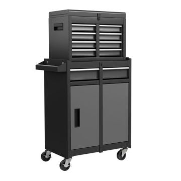Tool cabinet, 5 drawers, Black/Grey, 23 × 11 × 40.5 inches