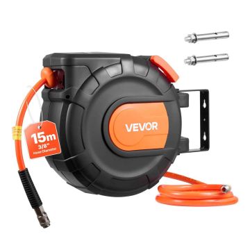 Sisäänkelautuva ilmaletkukela VEVOR NWA-L15, 15 m letku, 430 × 155 × 320 mm