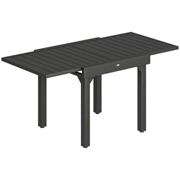 Jatkettava ulkopöytä, 4–6 henkilölle, Musta, 160 × 80 × 75 cm