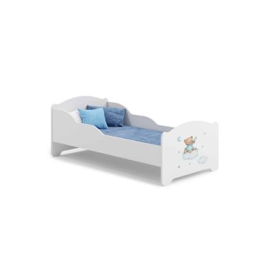 Детская кроватка Michas с матрасом 164 см x 85 см x 63 см, плюшевый мишка.