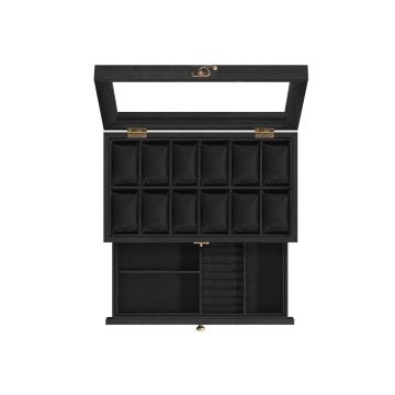 Шкатулка для украшений 19x34x12,5см, черная/бежевая