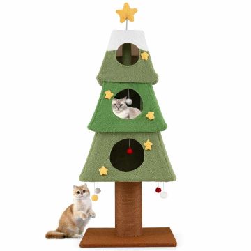 Cat scratching post, 3 houses, 60.5 × 60.5 × 162 cm