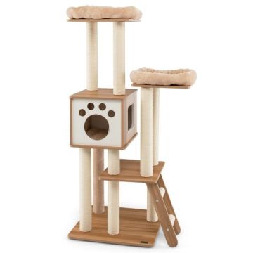 Cat scratching post, 5-tier with playhouse, 59 × 59 × 157 cm