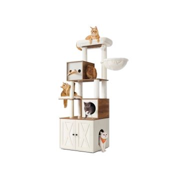Cat scratching post Feandrea PCT116K03V1, With litter box and platform, 60 × 52 × 180 cm