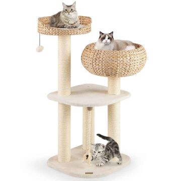 Cat scratching post, with high baskets, 45.7 × 45.7 × 104.1 cm