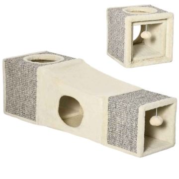 Когтеточка-туннель Pawhut 98x30x30см, песочного цвета