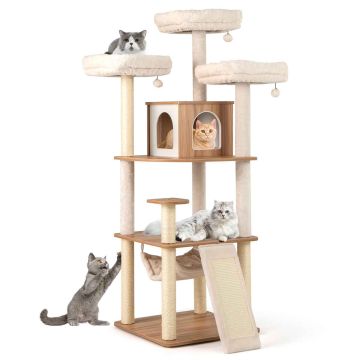 Cat scratching post, 8 levels, 58 × 58 × 168 cm