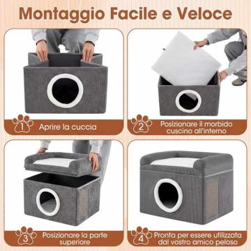 Cat House, 2 Levels, Grey, 49 × 41 × 39 cm