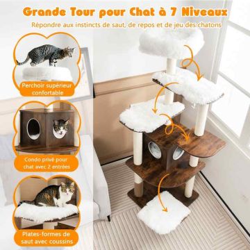 Cat house-scratching post, 6 platforms, 86.5 × 176 × 86.5 cm