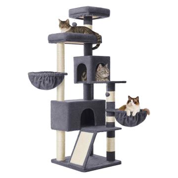 Cat house-scratching post FEANDREA PCT006G02, 2 cavities, Gray, 55 × 174 × 55 cm