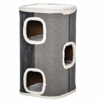Домик для кошек-царапка PawHut 40x40x74см, серо-белого цвета