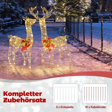 Kalėdinis elnių šeimos rinkinys su 200 LED lempučių, 70x36x110 cm, lauko/vidaus dekoracija