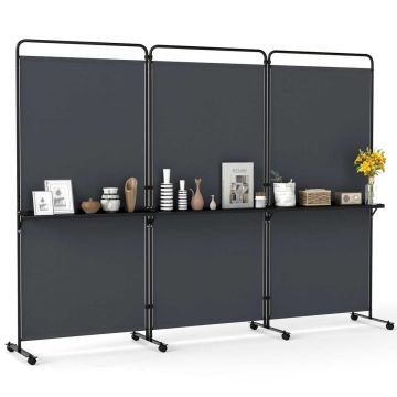 Room divider, 3 sections, 3 shelves, 102 × 17.5 × 74 inches