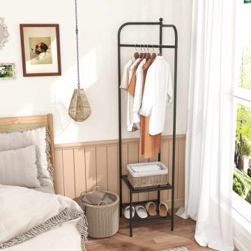 Corner clothes rack, with 2 shelves, 42.5 × 193.5 × 42.5 cm