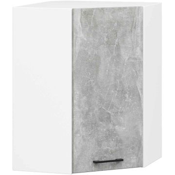 Kulmaan asennettava keittiökaappi OLIWIA W 60/60 H720, 1 ovi, 2 hyllyä, valkoinen/harmaa, 60 × 72 × 30 cm