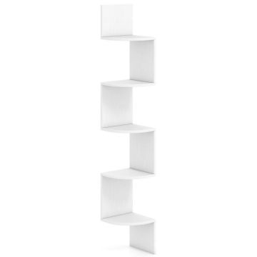Corner shelf 5-tier, white, with 6 fixing sets, 35 kg maximum load