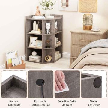 Kulmahylly latausasemalla, 9 lokeroa, 4 pistorasiaa, 2 USB-porttia, 51 × 71,5 × 86 cm
