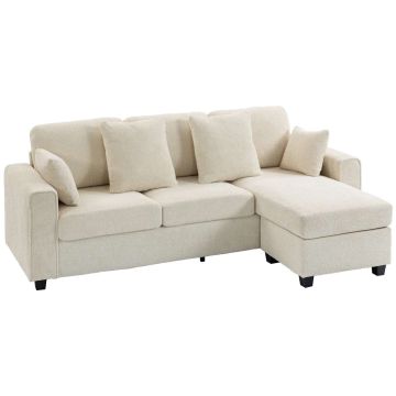 Kulmasohva, kaksipuolinen, 3 istumapaikkaa, Beige, 235,5 × 145 × 88 cm