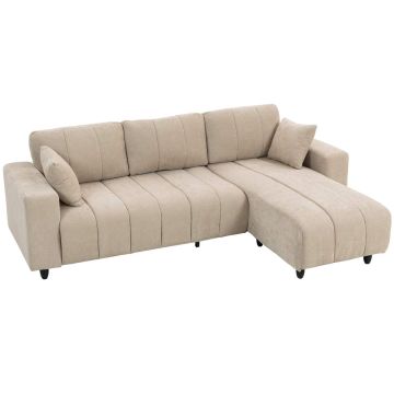 Kulmasohva, vasen/oikea, 3 istuttava, Beige, 242 × 87–156 × 87 cm