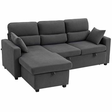 Kulmasohva vuodesohva, vasen- tai oikeakätinen, divaanilla ja säilytystilalla, 205 × 76 × 135 cm