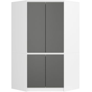 Kulmavaatekaappi S100 4D CLP, 4-ovinen, valkoinen/harmaa, 100 × 180 × 50 cm
