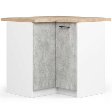 Kulmakeittiökaappi OLIWIA S90/90, 2 ovea, valkoinen/harmaa, 90 × 85 × 46 cm