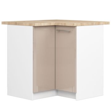 Угловой кухонный шкаф OLIWIA S90/90, 2 дверцы, Белый/бежевый, 90 × 85 × 46 см
