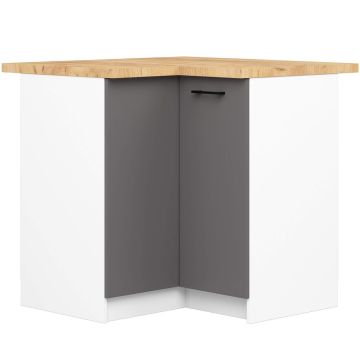 Kulmakeittiökaappi OLIWIA S90/90, työtasolla, valkoinen/harmaa, 90 × 85 × 46 cm
