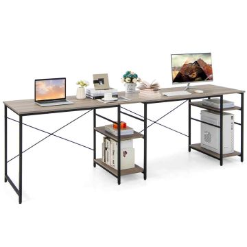 Corner computer desk, 4 shelves, 2 assembly methods, Grey, 151 × 151 × 75 cm