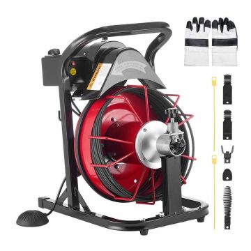 Viemärinpuhdistuskone VEVOR RC-9002L, automaattinen syöttö, 4 leikkuria, 435 × 340 × 550 mm