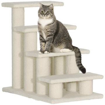 Лестница для кошек PawHut 63,5x43x60см, кремового цвета