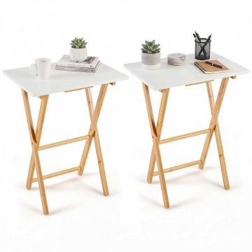 Coffee tables, 2 pcs, White, 48.26 × 63.5 × 35.56 cm